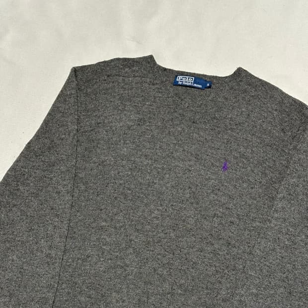 S 폴로랄프로렌 그레이 브이넥 니트