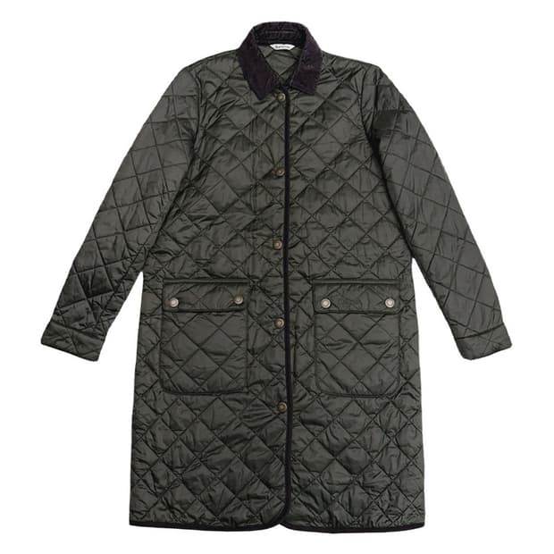 BARBOUR 보더 퀼팅 롱 자켓 36
