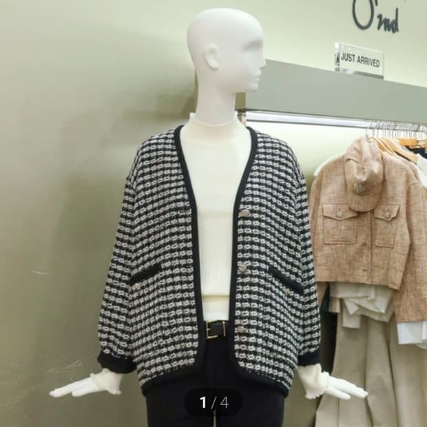 오즈세컨 O2ND 2023 트위드 체크 자켓 76-90-155사이즈