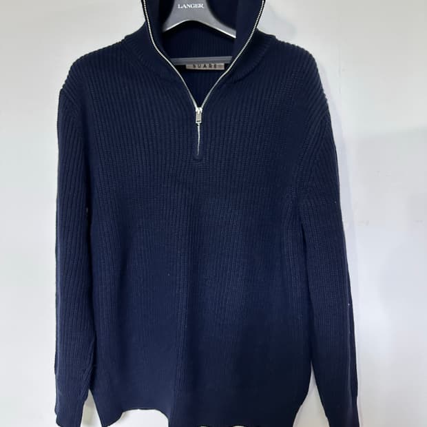 SUARE 하프집업 니트 네이비