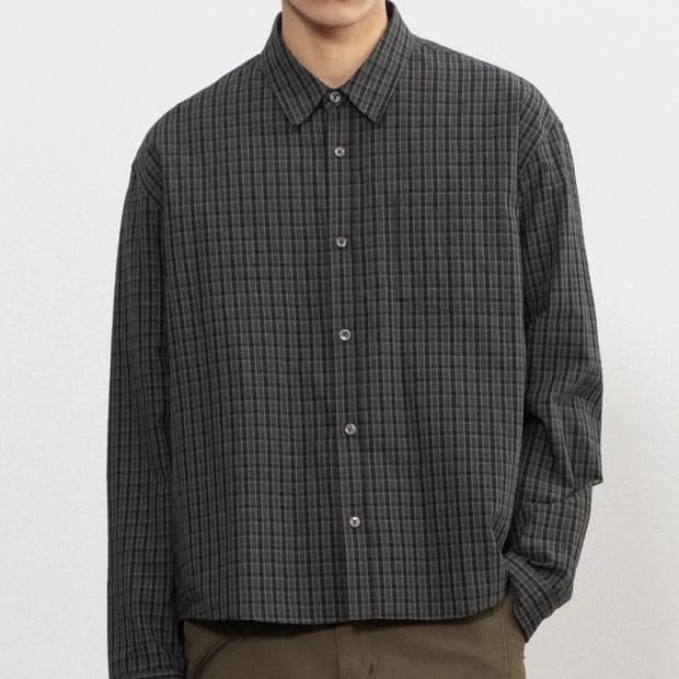 비긴202 크롭 체크셔츠