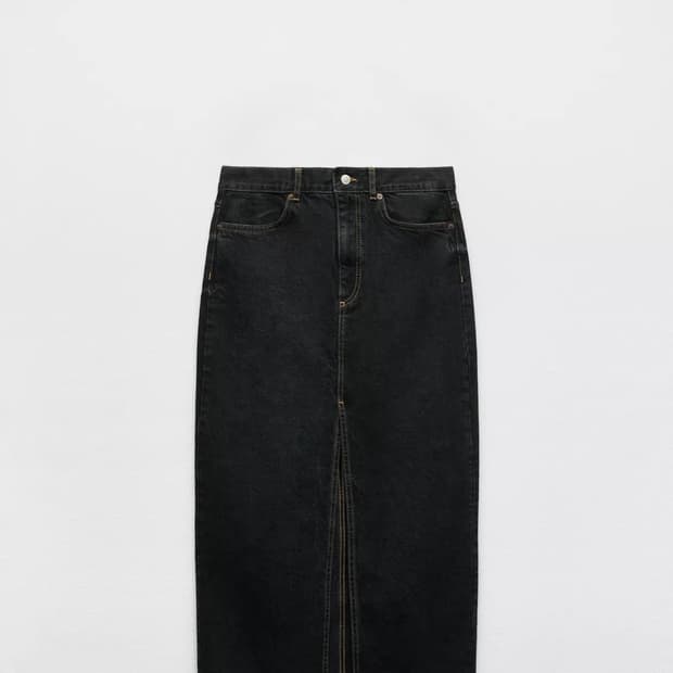 자라 데님 스트레이트핏 롱 스커트