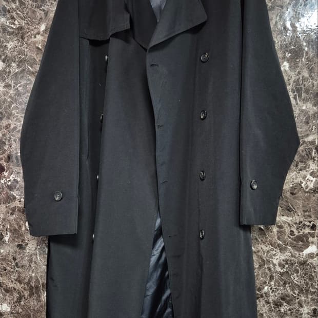 SCENT 블랙 더블 남자 트렌치롱 코트 