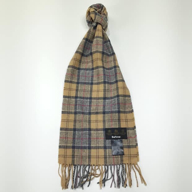 MX339 바버 베이지 클래식 타탄체크 램스울 목도리 머플러