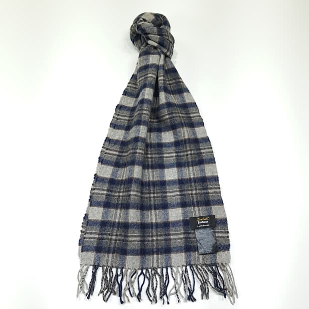 MX605 바버 울캐시미어 랜드로버 타탄체크 그레이 머플러 목도리