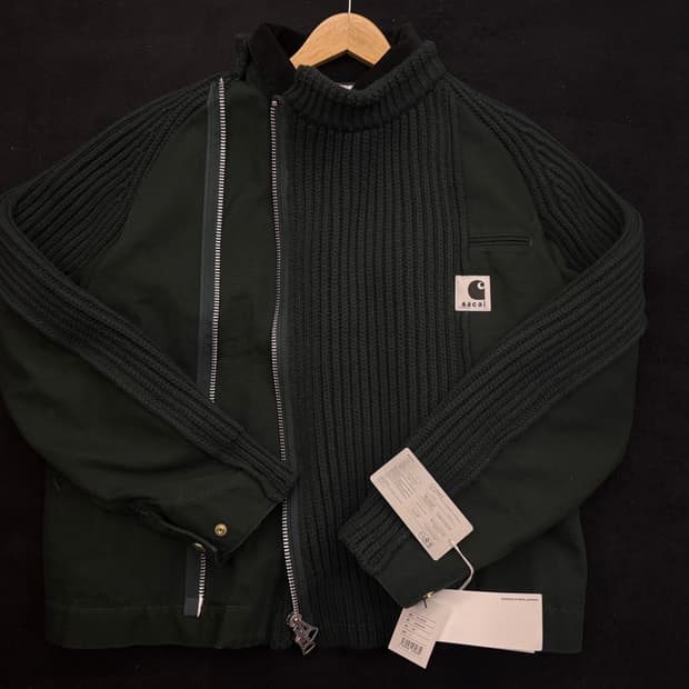 사카이&칼하트 덕 울 니트 자켓 다크그린