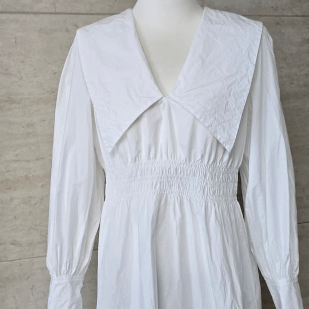 GANNI 가니 포플린 여성 화이트 원피스