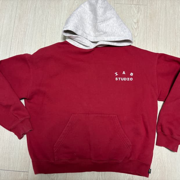 아이앱 스튜디오 크리스마스 후드 버건디 오트밀 XL