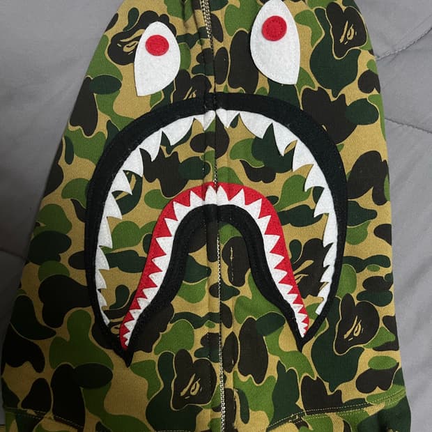 베이프 ABC 카모 샤크 후드집업 그린 양면 지퍼 희귀제품
