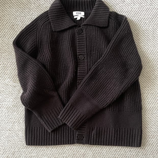 코스 COS 리브드 카라 울 가디건 M