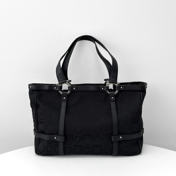  Ferragamo Gancini Jacquard Tote Bag 