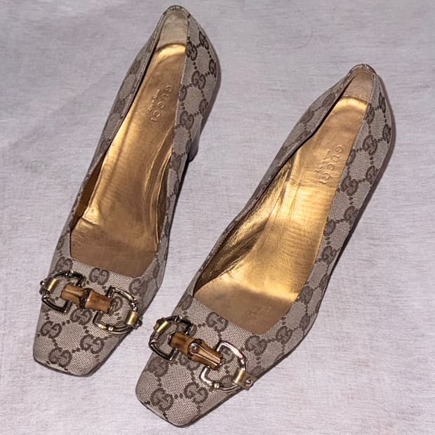 정품 구찌 뱀부 구두 힐