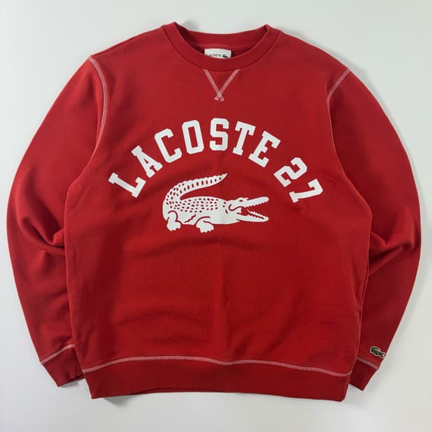 Lacoste  라코스테 빅크록 레터링 레드 맨투맨 