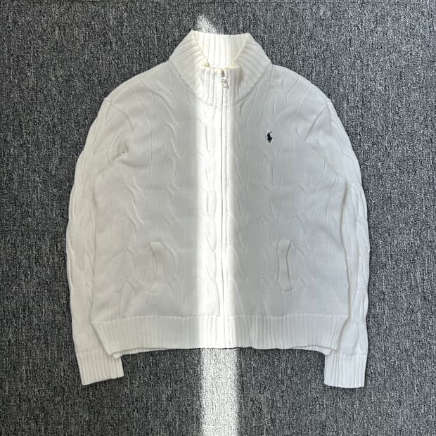 폴로 랄프로렌 화이트 케이블 니트집업