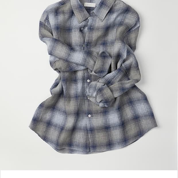 모마디자인 제패니즈 린넨 블루 체크 셔츠 50