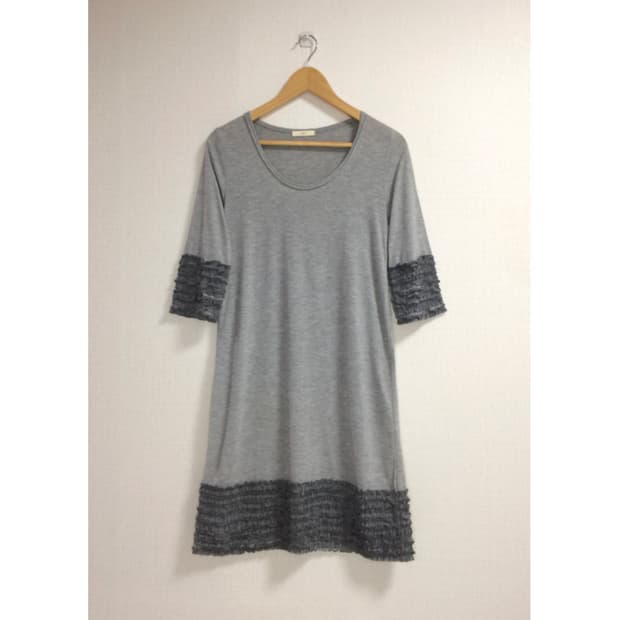 빈티지 그레이 겹프릴 원피스