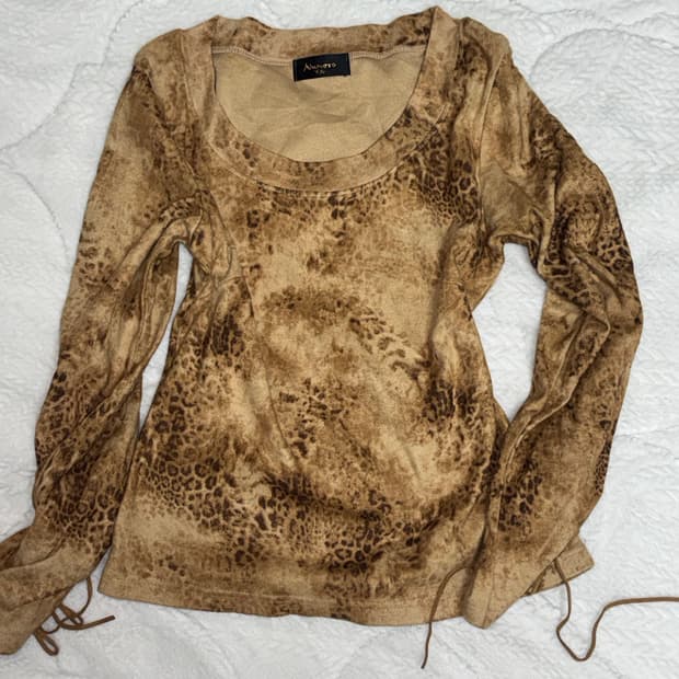 빈티지 오리엔탈 y2k 레오파드 롱슬리브