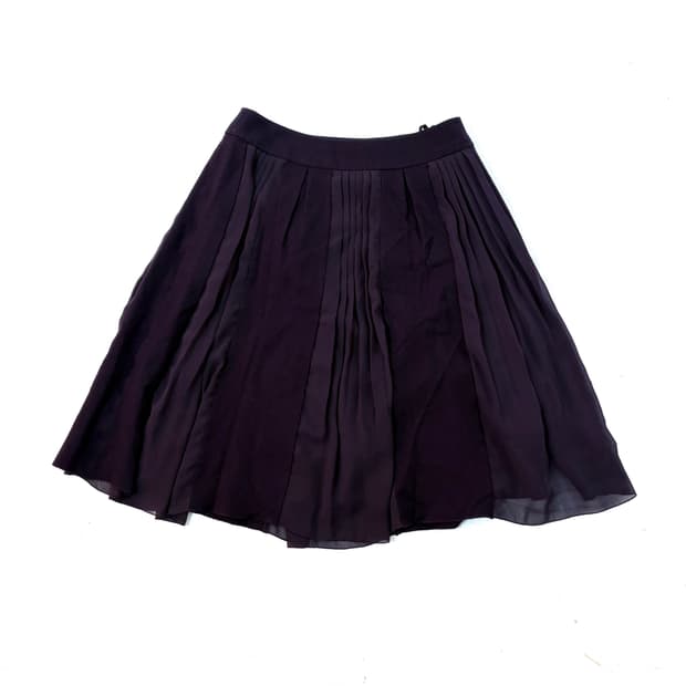 Purple chiffon pleats midi skirt