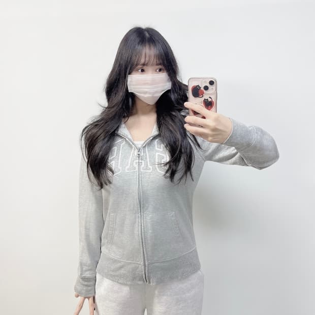 갭 Gap 스펠 로고 후드집업 그레이