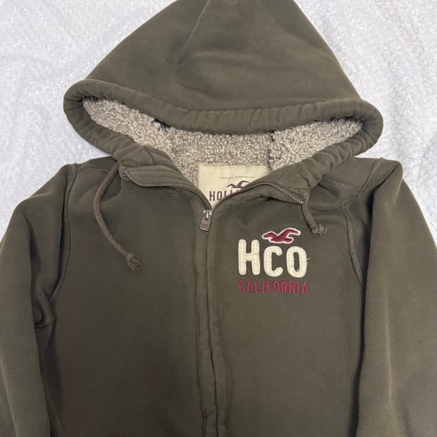 홀리스터 빈티지 카키 보아털 후드집업
