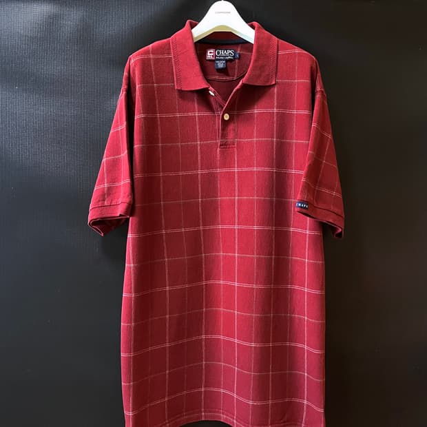 XL) 90s 챕스 랄프로렌 미국령 생산 버건디 폴로 셔츠