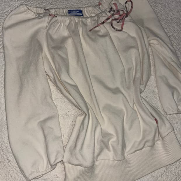 버버리 블루라벨 핑크체크리본 오프숄더