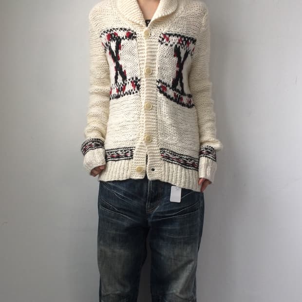 Nordic pattern knit cardigan
