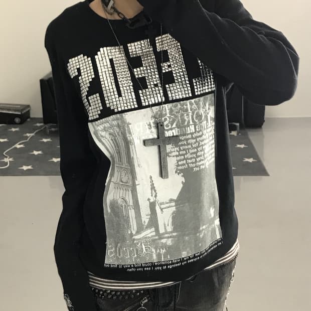 나이트 라이더 큐빅디테일 블랙 롱슬리브