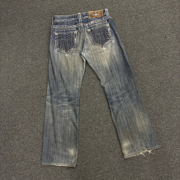 32)Mex Denim 빈티지 스티치 디테일 워싱 데님팬츠