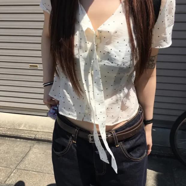 cookie dot blouse 아워캐비넷 블라우스 화이트