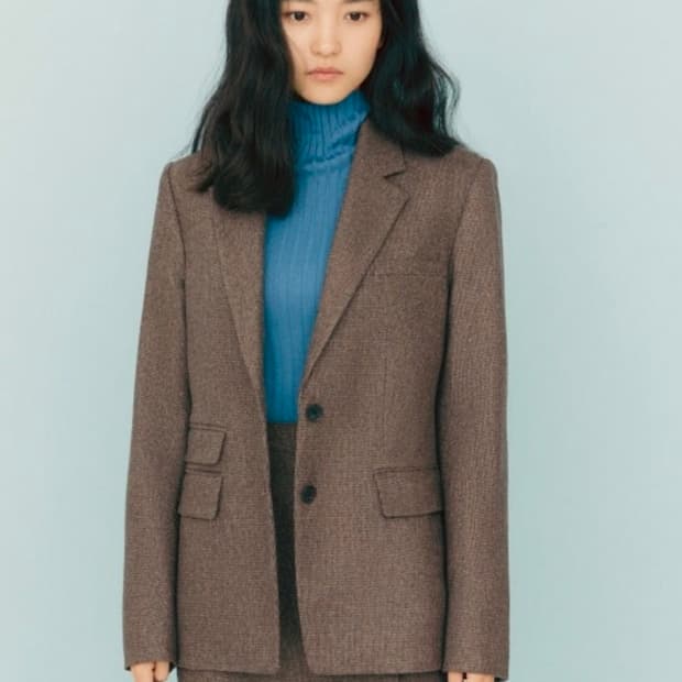 프론트로우 체크 캐시미어 블렌드 테일러드 블레이저 자켓 2 라이트브라운