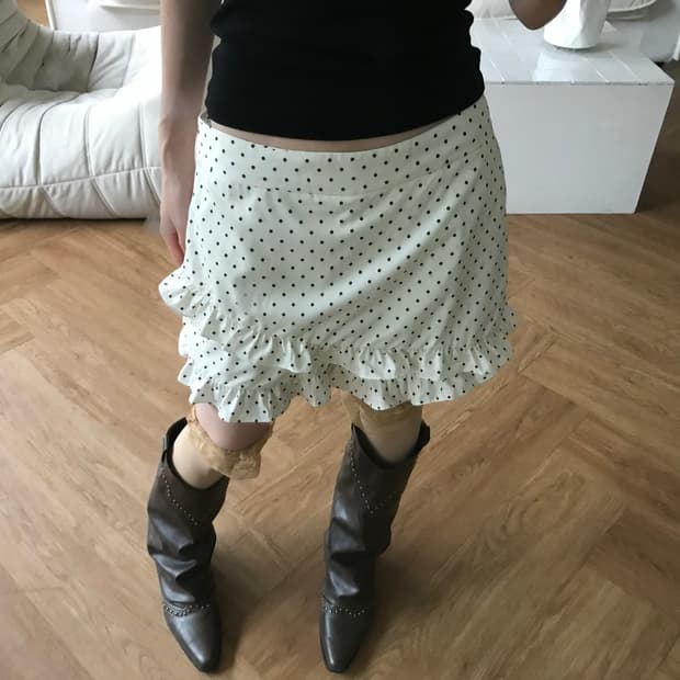 vintage dot frill pants (30inch)