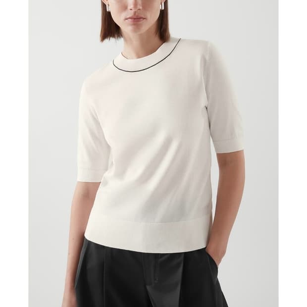 코스 COS 24 라인 배색 니트 반팔 티셔츠