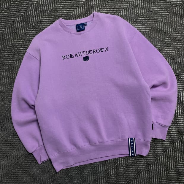 로맨틱크라운 스펠로고 박시핏 스웨트 셔츠 맨투맨 퍼플y 5348