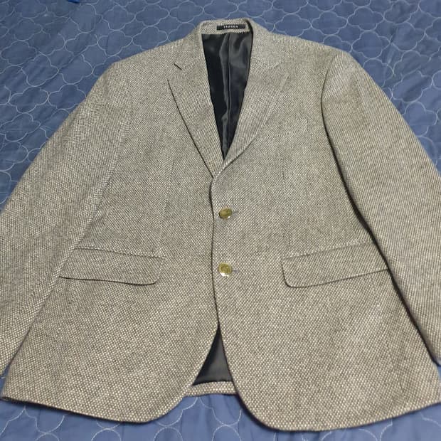 (빈티지) 트루젠 슬림핏 앙고라 혼방 클래식 울 블레이저 그레이(100)