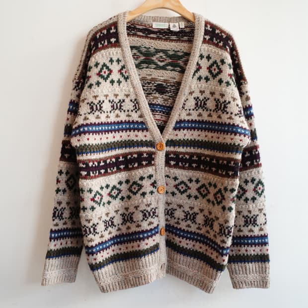 Japan brand 패턴 울 가디건