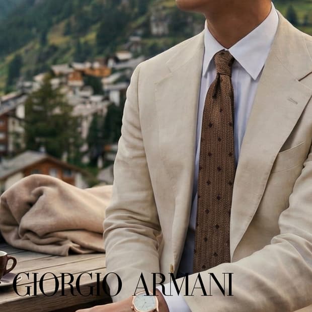 조르지오 아르마니 실크 브라운 패턴 넥타이 9.5cm A+등급 K1880