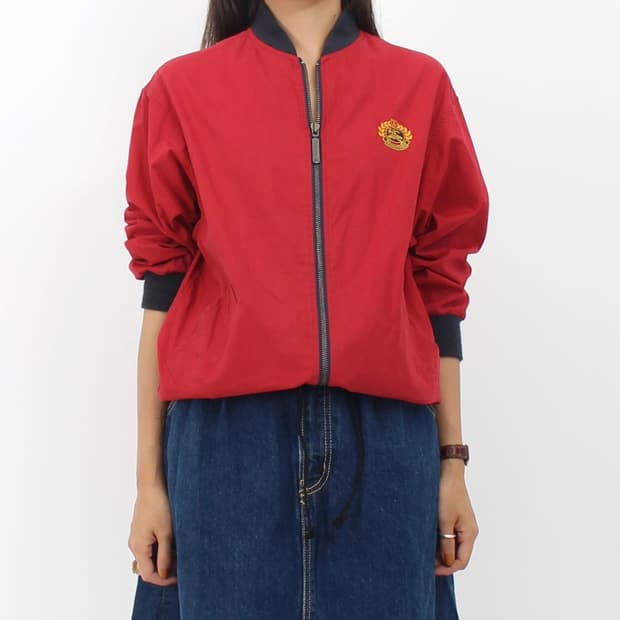 버버리 Burberry 90s 빈티지 로고 자수 레드 집업 지퍼 자켓