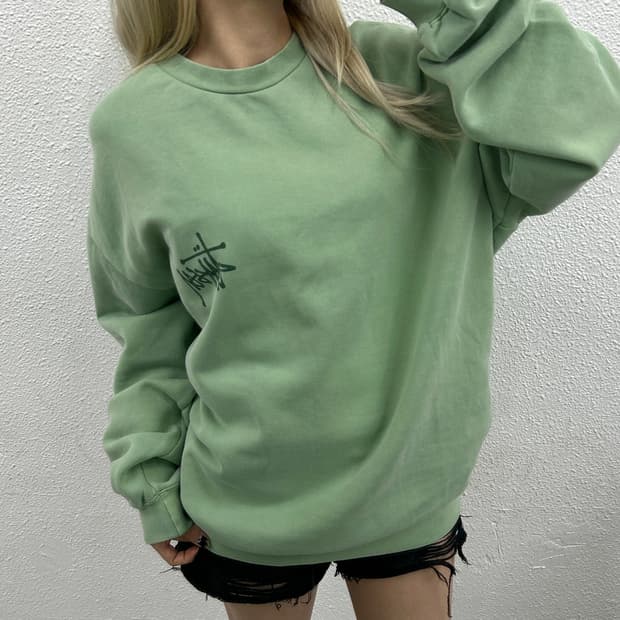 스투시 미니로고 말차맛 맨투맨 L