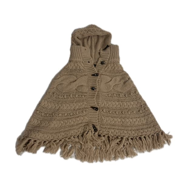 모리 히피 베이지 니트 케이프
