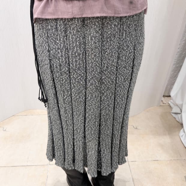 slate knit pleated skirt