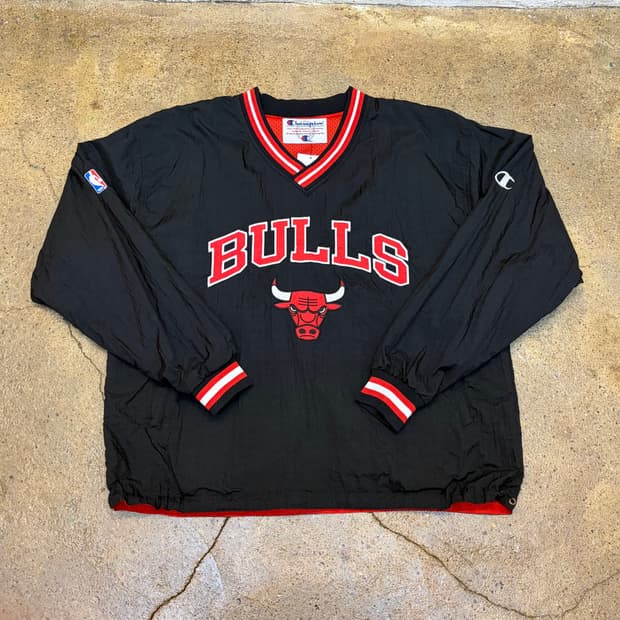 레어 90s 미국 빈티지 챔피언 NBA 시카고불스 풀오버 바람막이