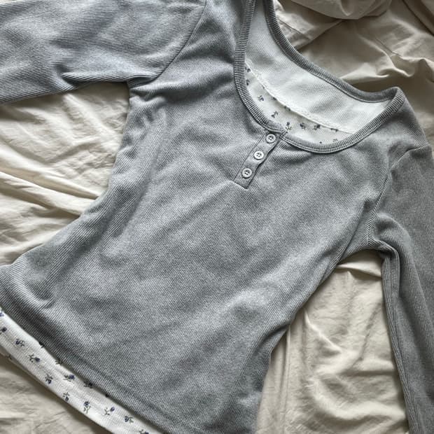 공겜여주 레이스 레이어드 골지 긴팔티