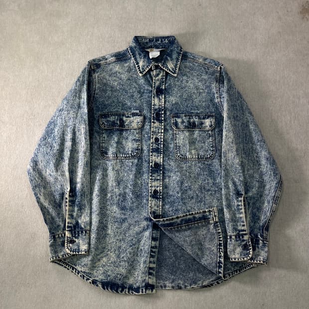 100 칼하트 애시드 데님 워싱 셔츠 자켓