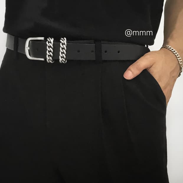 [Unisex] 투 체인 로랑 가죽벨트