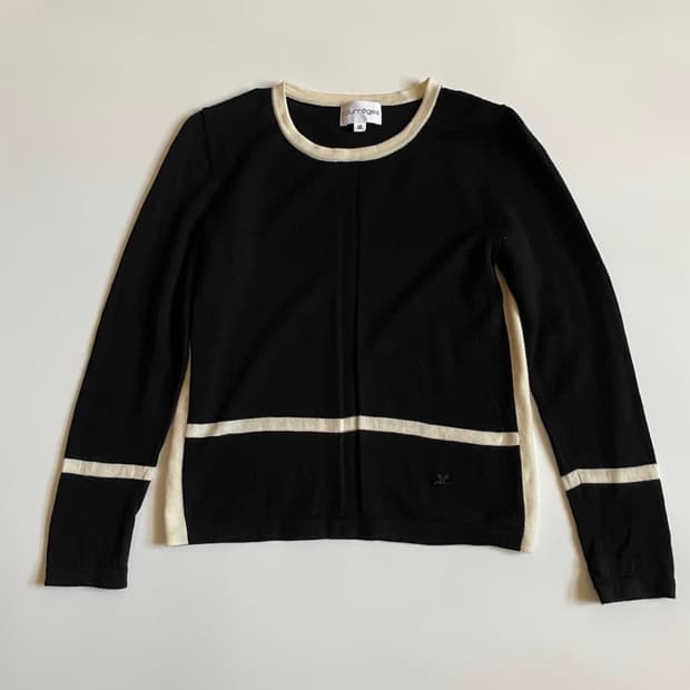 꾸레쥬 로고 니트 티셔츠