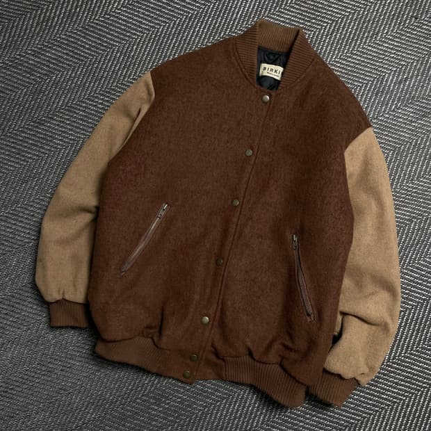 BIRKIN 빈티지 스타디움 모직 바시티 자켓y 5075