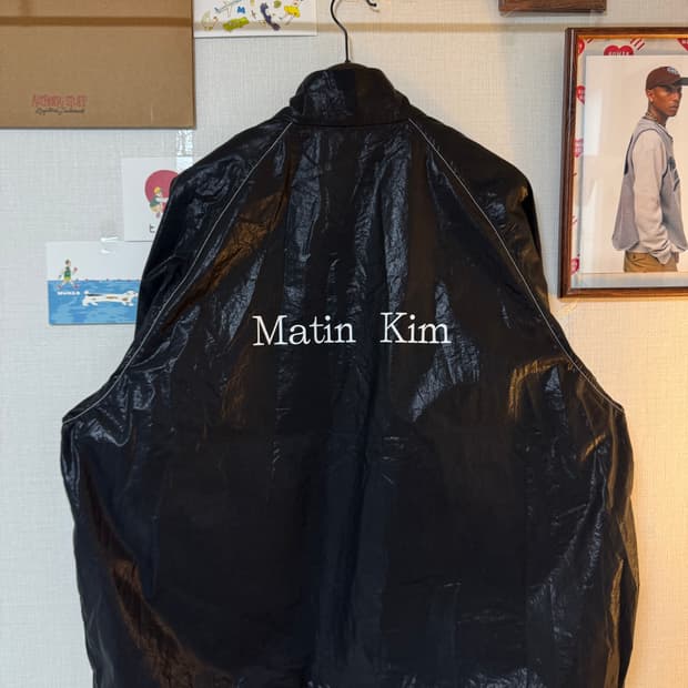 [F]마뗑킴 로고 코팅 점퍼 바람막이 블랙