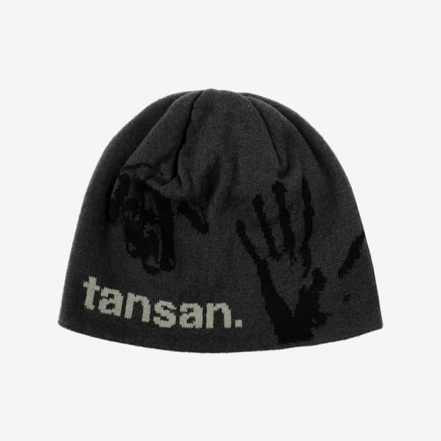 탄산마그네슘 자카드 핸드 그립 비니 차콜