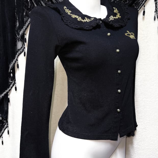 바디라인 로맨틱고딕 고스로리타 펑크 레이스 세일러카라 가디건 자켓 공겜